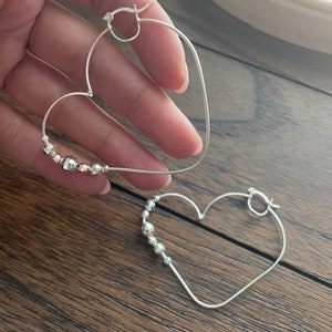 Heart Hoop Earrings - Sterling Silver Hoops - 925 Silver Hoops - Heart Earrings - Gift -Jewelry Sale -Pair of Earrings