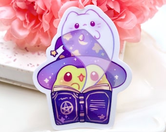 Magic Witch Frog Waterproof Vinyl Sticker | Cute Kawaii Animal Reptile Toad Amphibian Pet Breed Zoo Gift | Halloween Ghost Creepy Cute