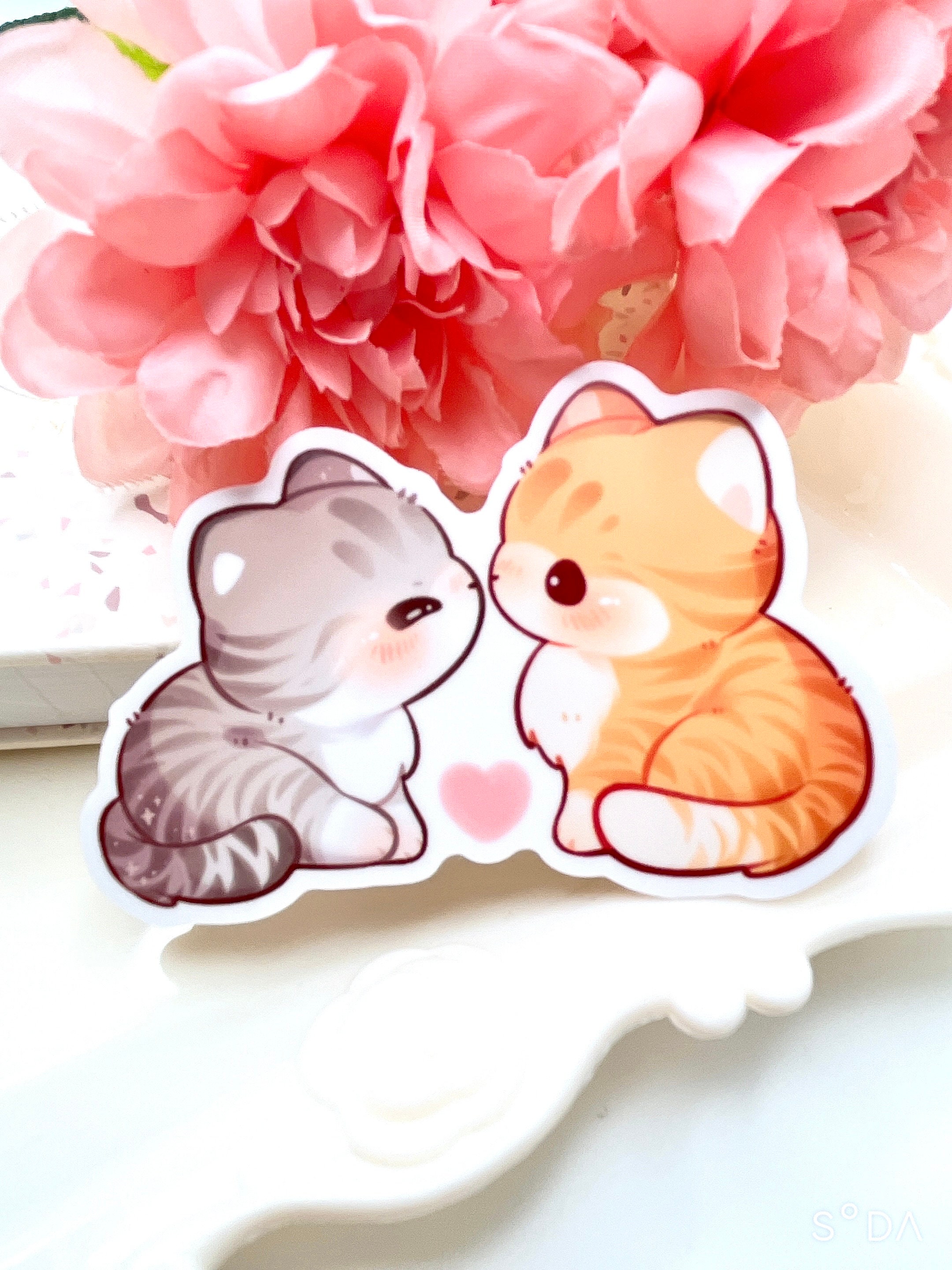 Cat Lovers Waterproof Vinyl Sticker | Kawaii Chibi Art Kitten Animal ...