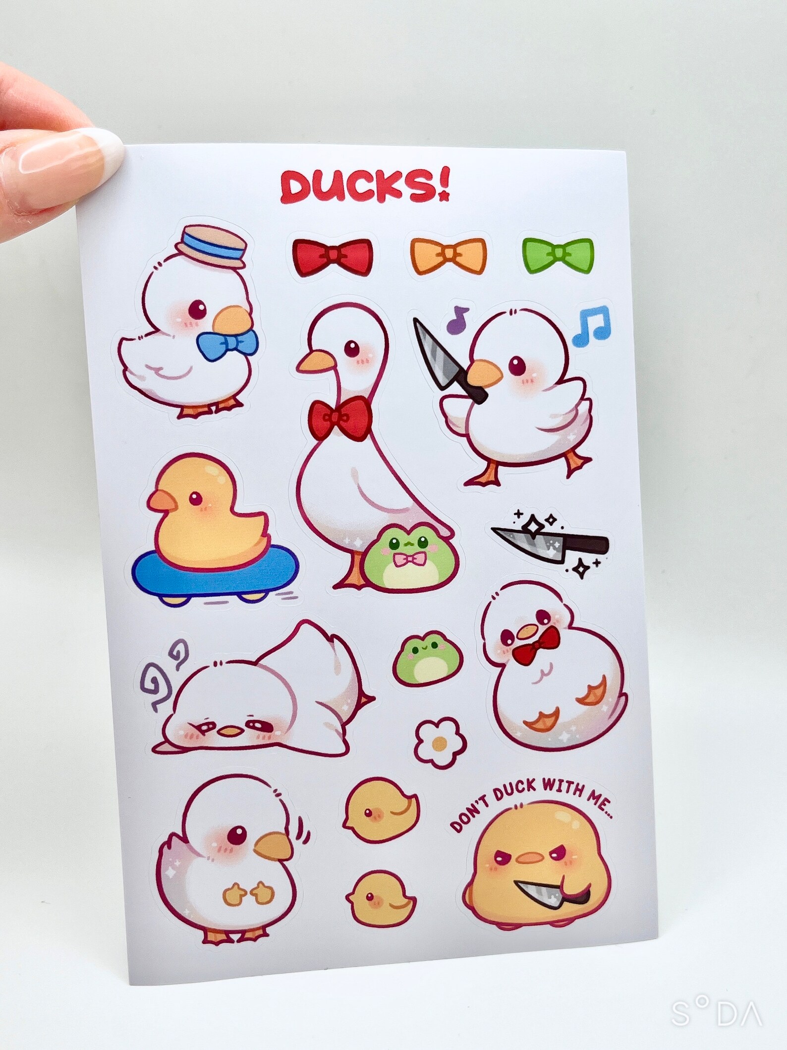 Cute Ducks Waterproof Sticker Sheet | Kawaii Chibi Art Animals | Cute ...