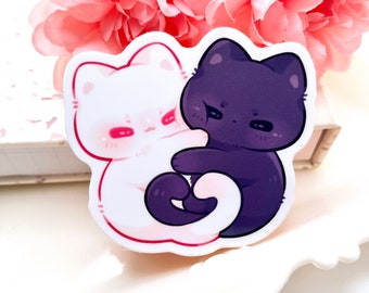Cat Hugs Waterproof Vinyl Sticker | Kawaii Chibi Art Kitten Animal ...