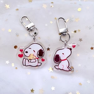 Beagle Dog Glitter Mini Keychain | Cute Chibi Art Pet | Cartoon Kawaii Animal Lover Gift | Acrylic Charms