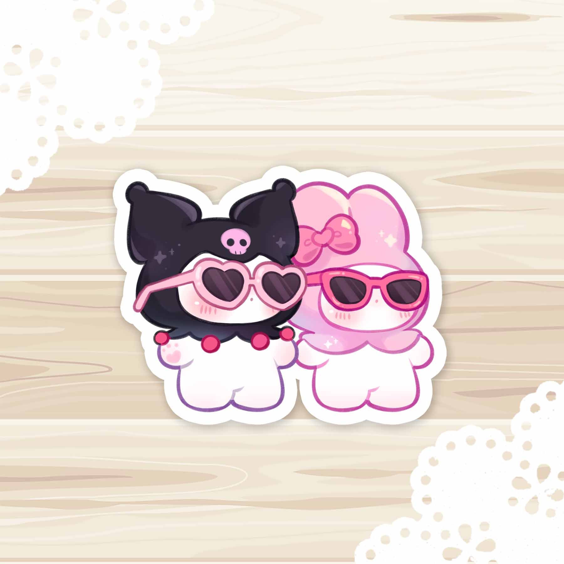 Kawaii Goth Best Friends Die Cut Sticker | Cute Animal Sticker | Japanese Sticker | Waterproof Vinyl Sticker | Decal