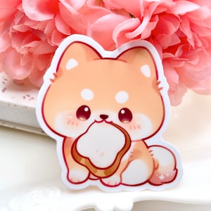 Lindo Shiba Inu pegatina de vinilo impermeable / Raza de perro Shiba rojo / Cachorro Kawaii de dibujos animados / Regalo de raza de mascota animal Chibi / Calcomanía portátil