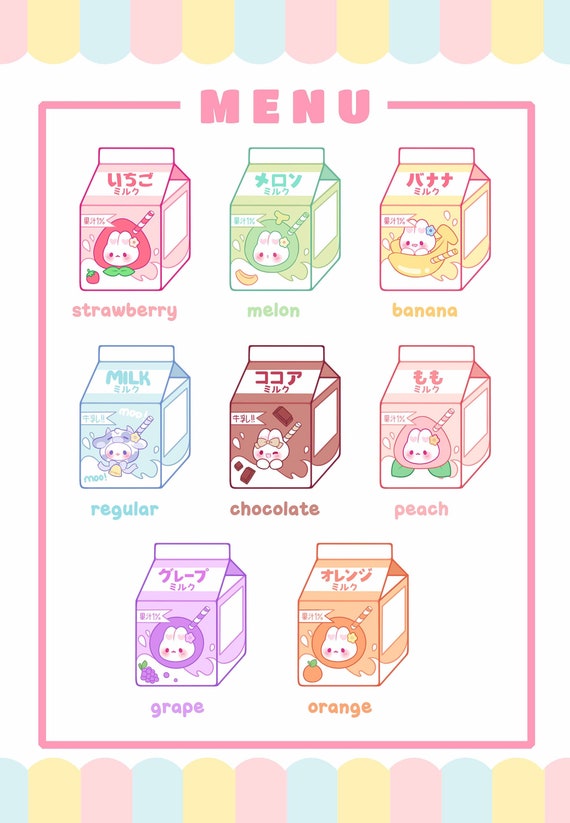 Japanese Milk Cartons Sticker Kawaii Food Sticker Etsy