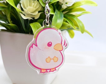 ミームダックグリッター携帯チャーム | かわいいチビアート動物 | かわいい漫画ペット品種ギフト | 動物愛好家のお土産グリッターチャーム携帯ストラップ