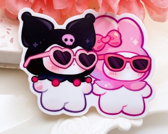 Kawaii Goth Best Friends Waterproof Vinyl Sticker | Cute Animal Japanese Decal | Cute Chibi Anime Gift