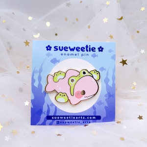 Frog Shark Enamel Pin | Cute Chibi Art Pet Kitty | Cartoon Kawaii Animal Lover Gift | Lapel Pin Ita Bag Filler