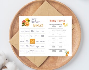 Summer Citrus Baby Shower Activity Book With Bingo! Baby Shower Gender Neutral Games