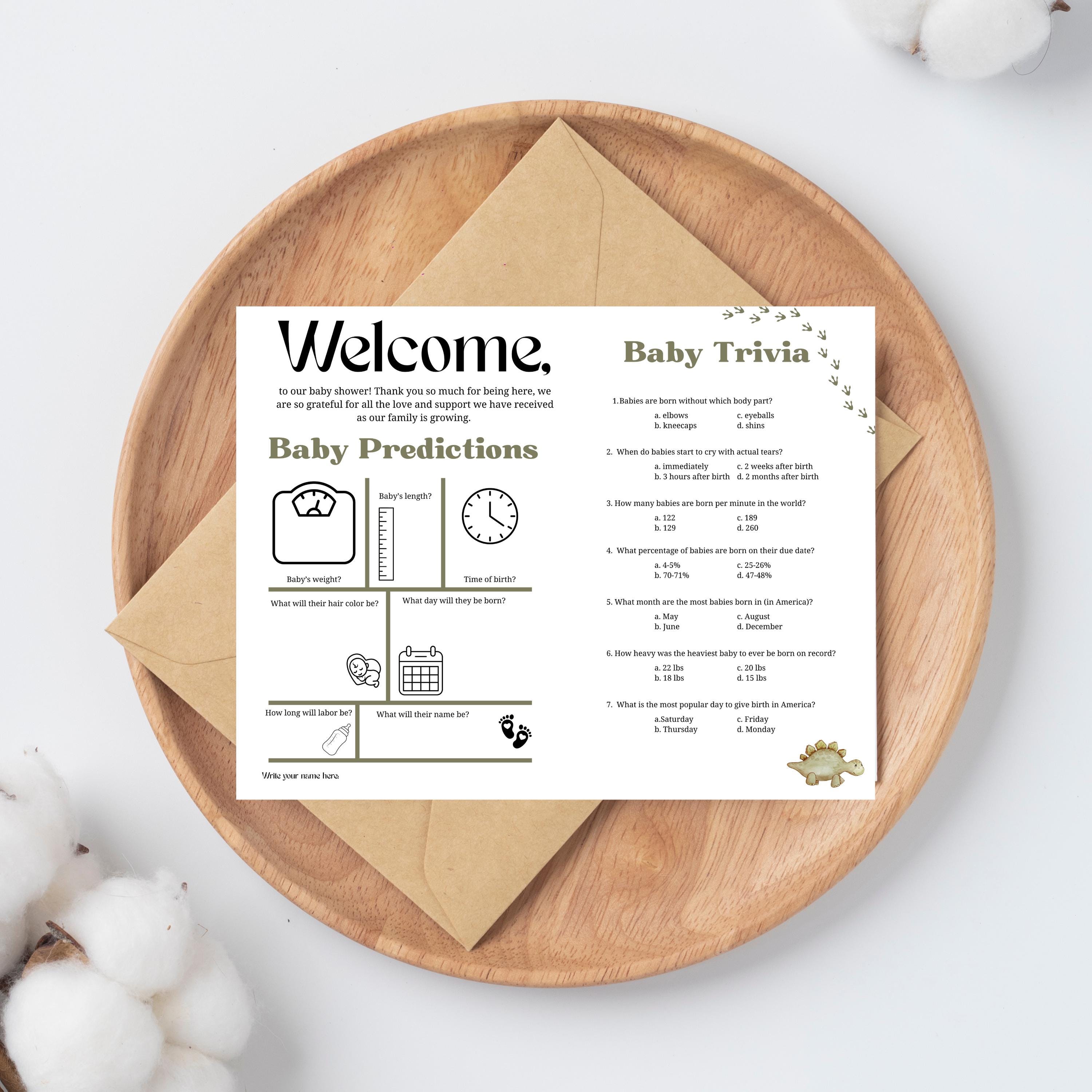Baby Shower Activity Booklet- Green Dinosaur Themed- No Bingo!