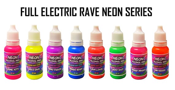 Electric Rave Series Alcohol Inks - Neon Inks Set - (8) 15mL Bottles