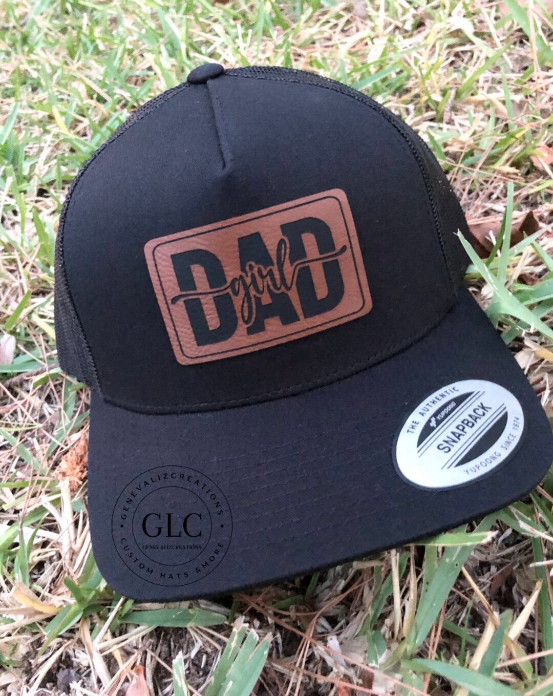 Girl DAD Hat/ Yupong Trucker Hat Black W/ Brown Leatherette Etsy