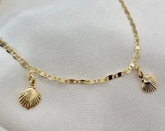 Shells Anklet, Beach Anklet, Gold Anklet Bracelet, Summer Anklet, 18K Gold Filled Anklet, Chain Anklet, Seashell Anklet, Nautical Anklet