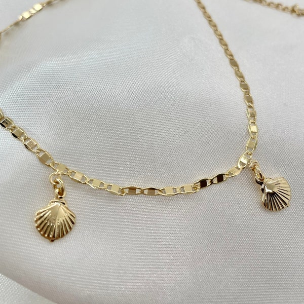 Shells Anklet, Beach Anklet, Gold Anklet Bracelet, Summer Anklet, 18K Gold Filled Anklet, Chain Anklet, Seashell Anklet, Nautical Anklet