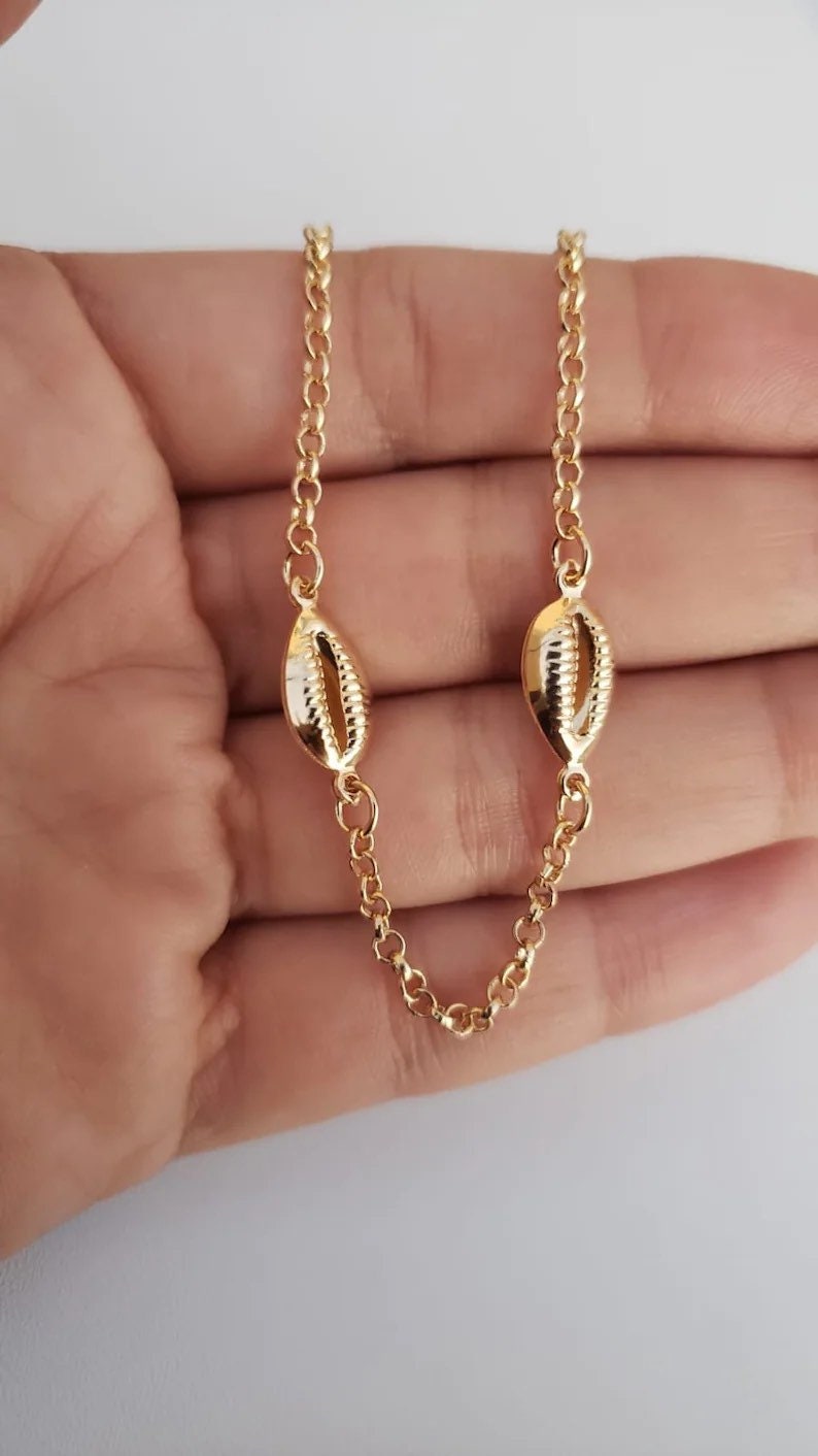 Seashell Anklet, Delicate Chain anklet, Gold Puka Shell Anklet, Puka Anklet Chain, Anklet Bracelet, Anklet Bead Bracelet, 18K Gold Filled