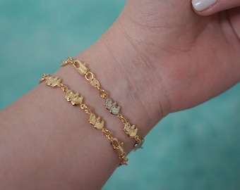 Elephants Chain Bracelets, Gold Elephant Bracelet, Gold Bracelet, 18K Gold Filled Bracelet, Perfect Gift