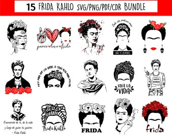 Download Kahlo Png Ai Cricut Silhouette Cameo Dxf Eps Frida Svg Bundle Templates Paper Party Supplies