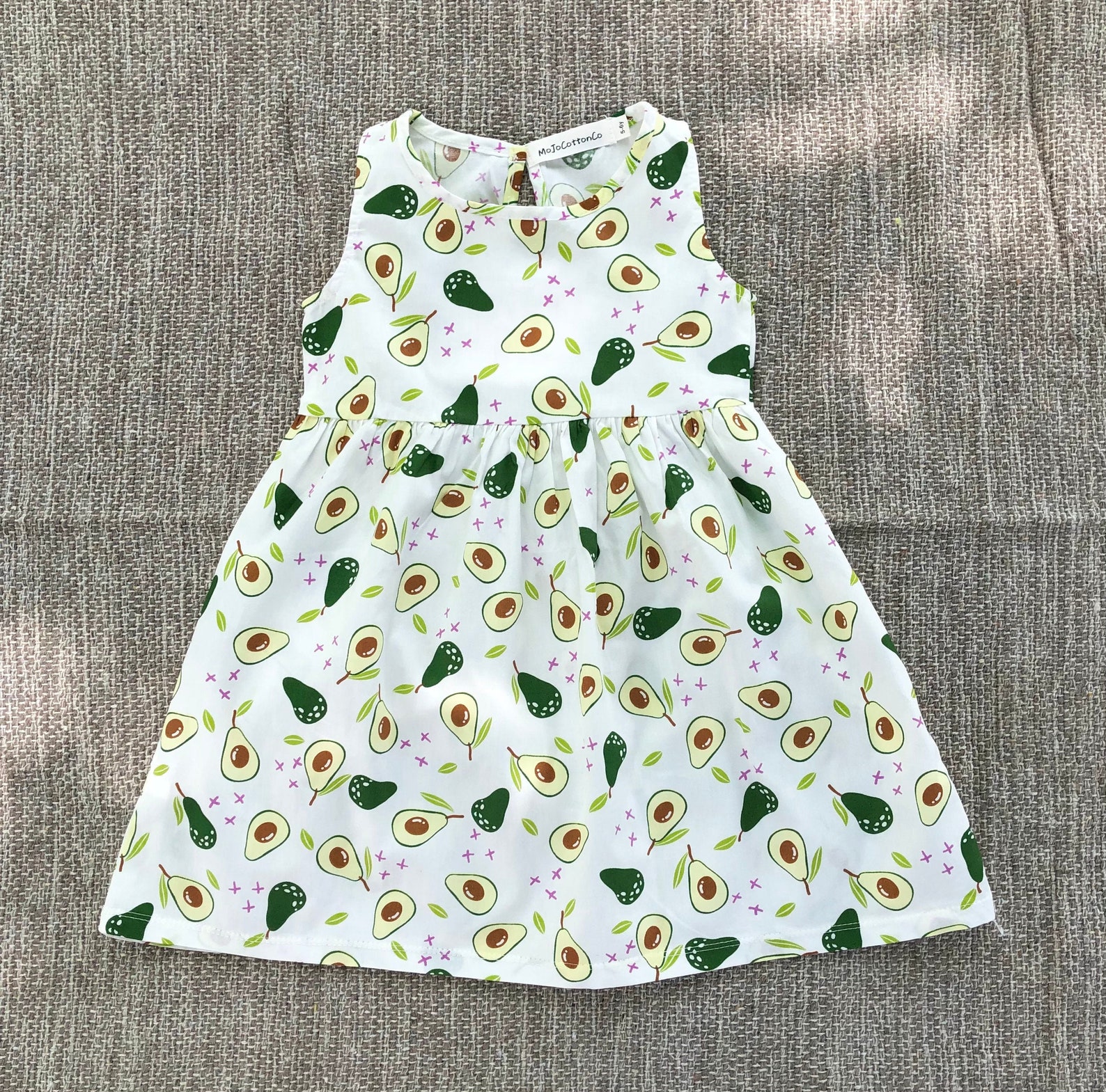 Avocado Dress for Girls Cotton Dress Girl Sleeveless Dress Etsy
