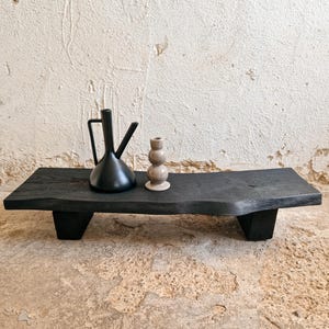 Low Console Table Decorative Wabi Sabi Black Bench Japanese Solid Wood Furniture Low Wood Slab Bench Industrial Reclaimed Wood Bench
