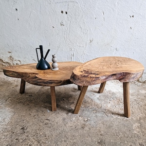 Stolik kawowy z drewna Live Edge Wood Slab w stylu japońskim, meble japońskie, niski stolik kawowy z odzyskanego drewna, stolik kawowy Wabi Sabi, meble industrialne