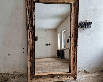 Wabi Sabi Floor Mirror, Extra Large Ground Mirror, Reclaimed Wood Oversized Mirror, Industrial Full Lenght Mirror, Rustic Mirror Bohemian