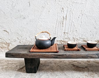 Niedriger Konsolentisch Dekorative Wabi Sabi Bank Japanische Massivholzmöbel Niedrige Holzplattenbank Industrielle Altholzbank Rustikal