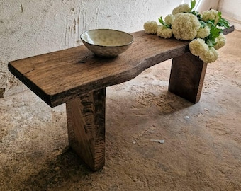 Natural Wood Bench Rustic Solid Wood Bench Entryway Hallway Wabi Sabi Furniture Industrial Home Console Table Rustic Home Wood Slab Console