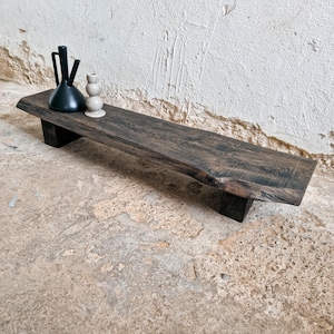 Low Board Console Table Decorative Wabi Sabi Black Bench Japanese Solid Wood Furniture Low Wood Slab Bench Industrial Meditation Table