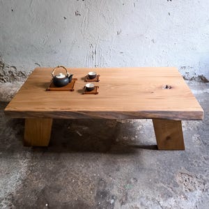 Low Coffee Table, Japanese Style Coffee Table, Japandi Furniture, Reclaimed Wood Oak Coffee Table, Wood Slab Coffee Table, Solid Wood Table