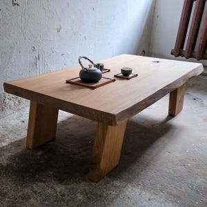 Low Coffee Table, Japanese Style Coffee Table, Japandi Furniture, Reclaimed Wood Oak Coffee Table, Wood Slab Coffee Table, Solid Wood Table
