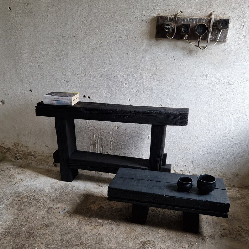 Japanese Solid Wood Furniture Low Wood Slab Bench Small Wabi Etsy