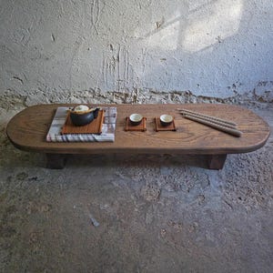 Table de méditation Wabi Sabi Decor Table à thé rustique Table à thé Cha Dao Meubles zen Table rituelle du thé Table basse japonaise Table de cérémonie du thé