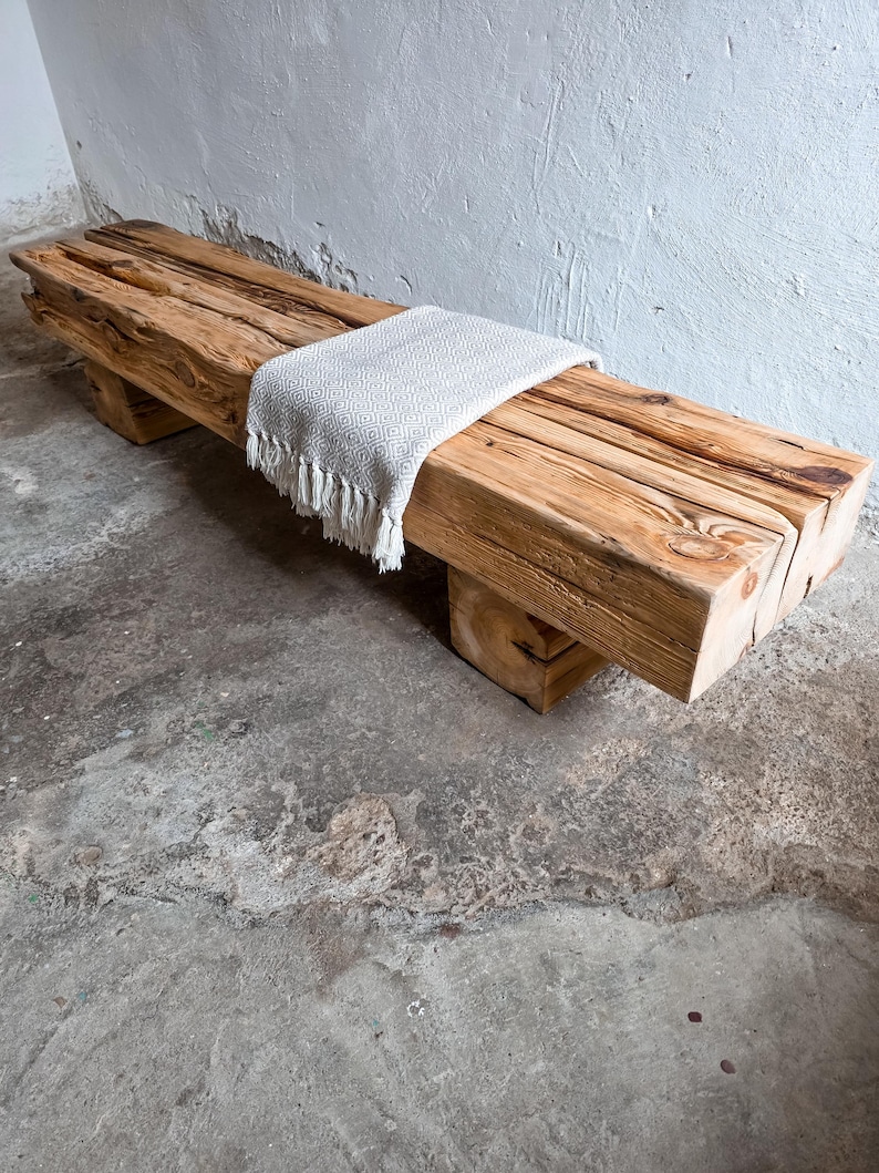 Wabi Sabi Beam Bench, Distressed Furniture, Rustic Bench, Wood Slab ...