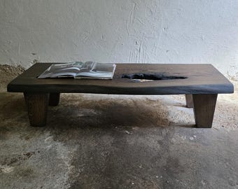 Live Edge houten plaat Japanse salontafel, Japanse meubels, lage salontafel teruggewonnen hout, Wabi Sabi salontafel, industrieel meubilair, teruggewonnen hout