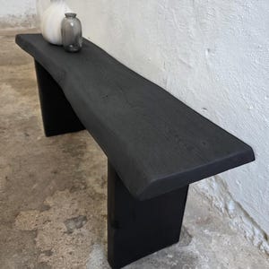 Console Table Wabi Sabi Black Bench Japanese Solid Wood Furniture Wood Slab Bench Industrial Reclaimed Wood Bench Modern Home Bench Narrow