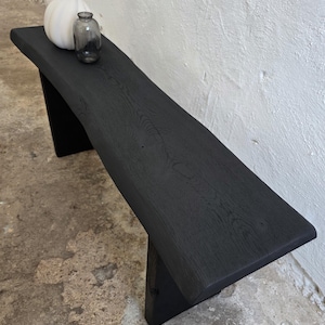 Console Table Wabi Sabi Black Bench Japanese Solid Wood Furniture Wood Slab Bench Industrial Reclaimed Wood Bench Modern Home Bench Narrow