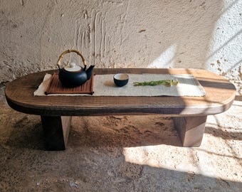 Meditation Table Wabi Sabi Decor Rustic Tea Table Cha Dao Tea Table Zen Furniture Tea Ritual Table Japanese Table Low Tea Ceremony Table
