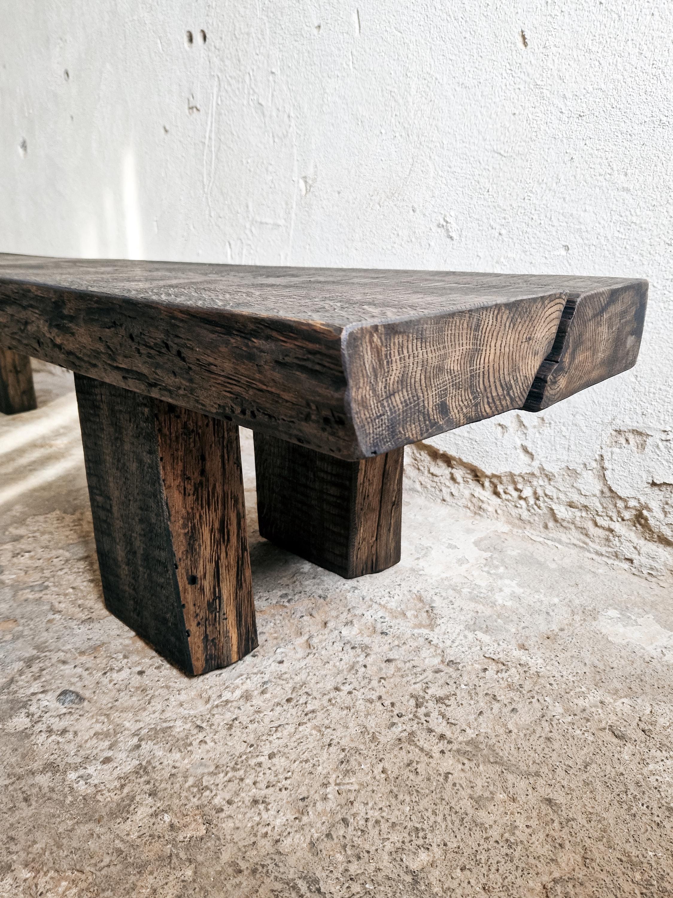 Decorative Wabi Sabi Bench Black Japanese Solid Wood