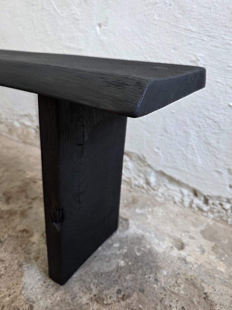 Console Table Wabi Sabi Black Bench Japanese Solid Wood Furniture Wood Slab Bench Industrial Reclaimed Wood Bench Modern Home Bench Narrow