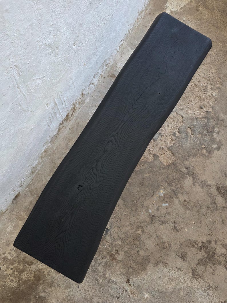 Console Table Wabi Sabi Black Bench Japanese Solid Wood Furniture Wood Slab Bench Industrial Reclaimed Wood Bench Modern Home Bench Narrow