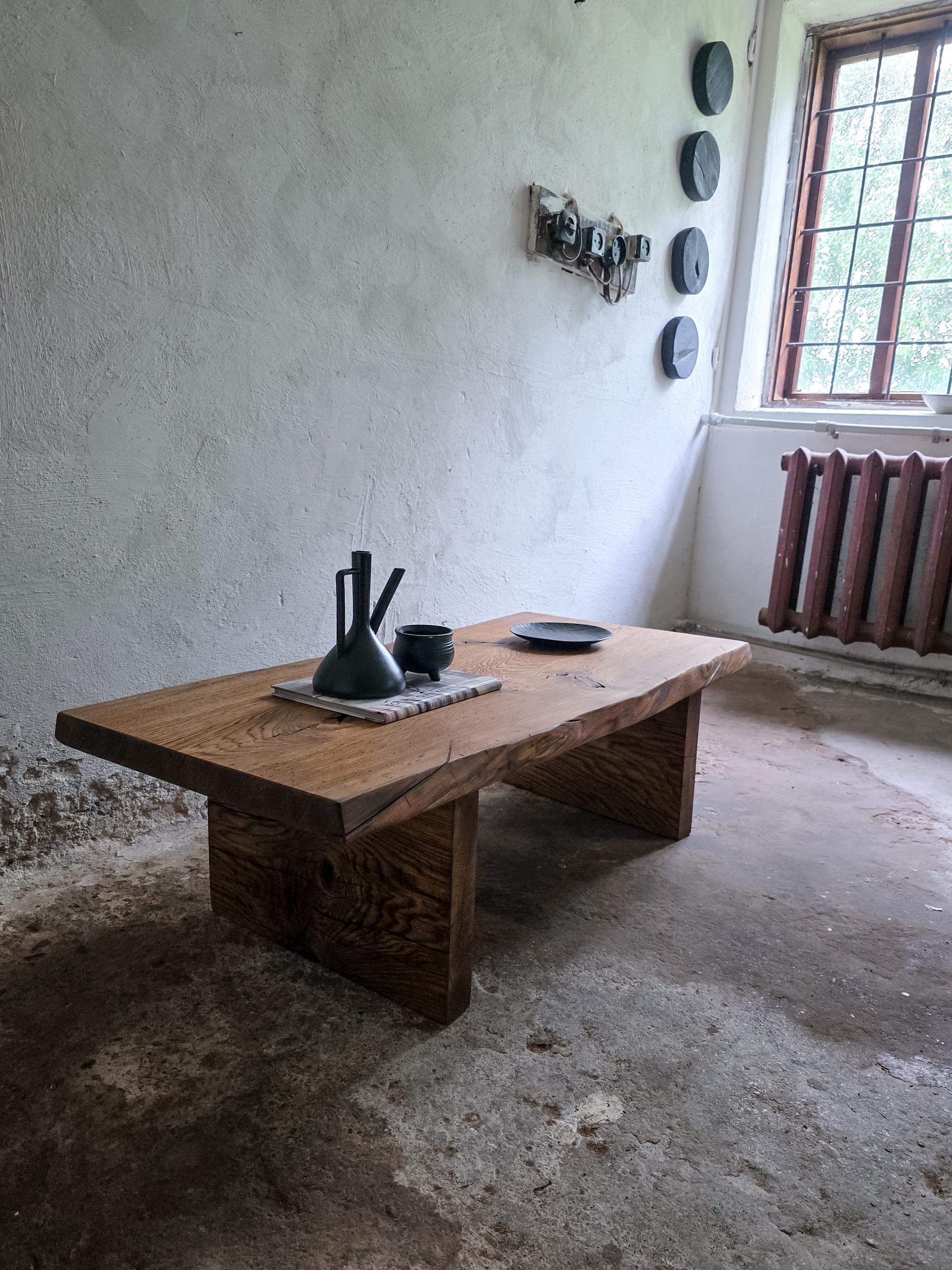 SLAB SMALL COFFEE TABLE ／中古品 Wood Slab Japanese Coffee Table, Japanese Furniture, Low Coffee