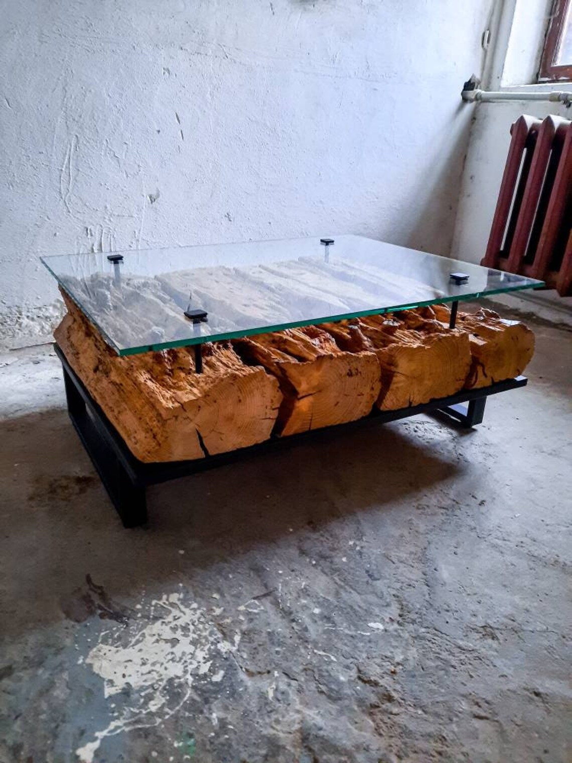 Rustic Reclaimed Wood Beam Coffee Table Boho Style Living Etsy