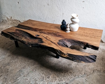Salontafel van teruggewonnen hout eiken, industriële salontafel, Wabi Sabi-tafel, Japanse meubels, moderne salontafel, lage salontafel, Wabi Sabi-tafel