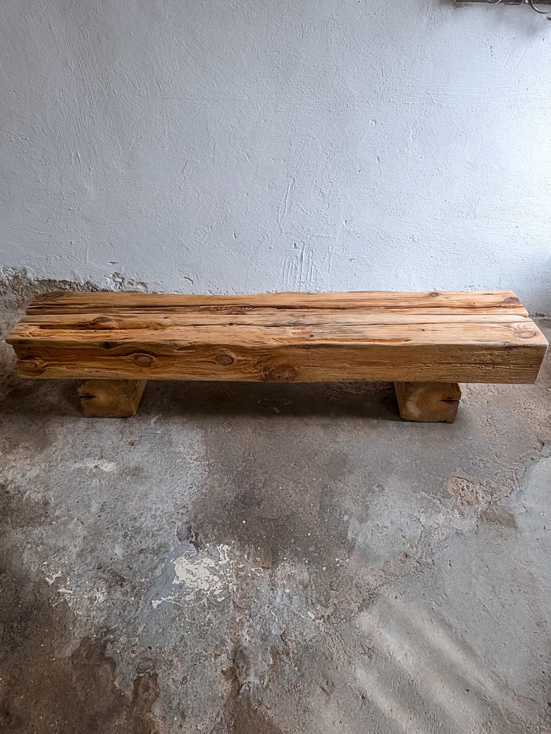 Wabi Sabi Beam Bench, Distressed Furniture, Rustic Bench, Wood Slab ...