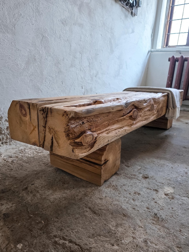 Wabi Sabi Beam Bench, Distressed Furniture, Rustic Bench, Wood Slab ...
