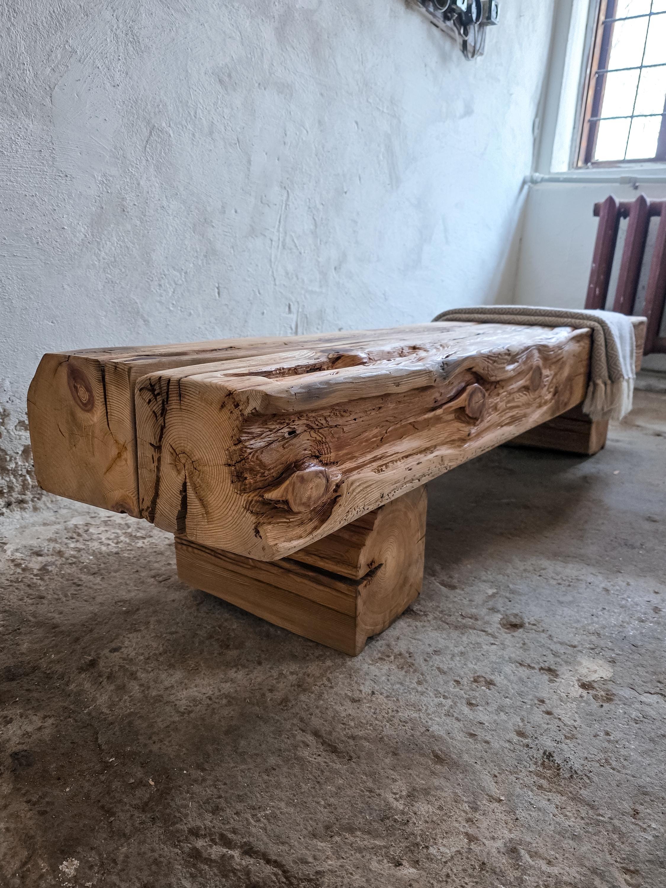 Wabi Sabi Beam Bench, Distressed Furniture, Rustic Bench, Wood Slab ...
