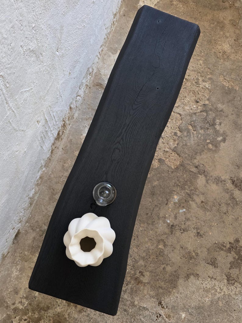 Console Table Wabi Sabi Black Bench Japanese Solid Wood Furniture Wood Slab Bench Industrial Reclaimed Wood Bench Modern Home Bench Narrow