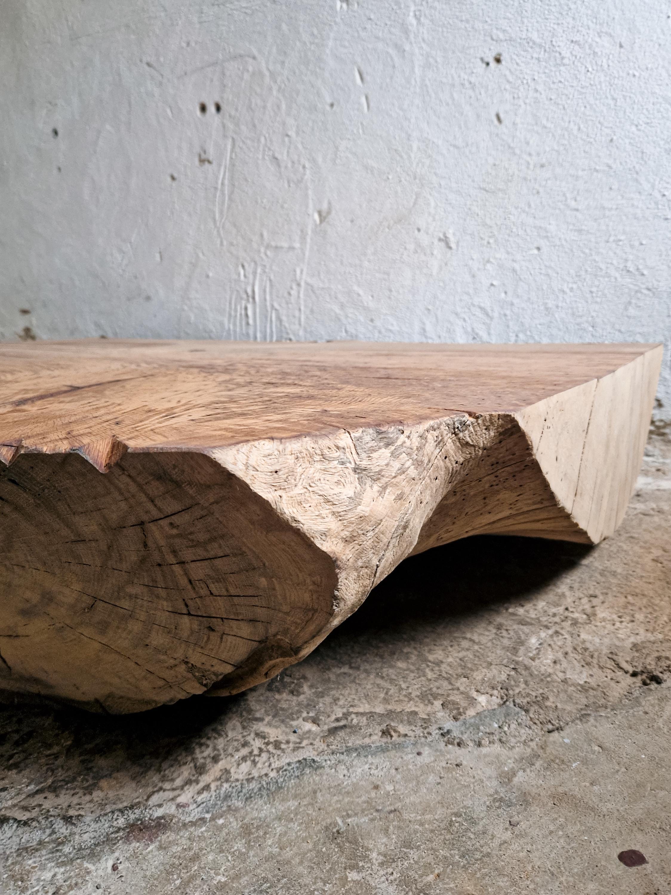 Reclaimed Wood Oak Coffee Table, Wabi Sabi Coffee Table, Natural Livingroom Decoration, Japanese Style Coffee Table, Japandi Furniture