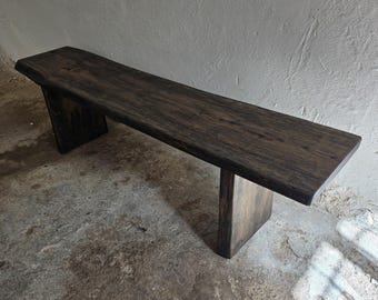 Wabi Sabi Black Bench Japanese Solid Wood Furniture Wood Slab Bench Rustic Reclaimed Wood Bench Narrow Entryway Bench