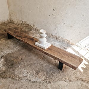 Low Console Table Decorative Wabi Sabi Bench Japanese Solid Wood Furniture Low Wood Slab Bench Industrial Reclaimed Wood Bench Rustic